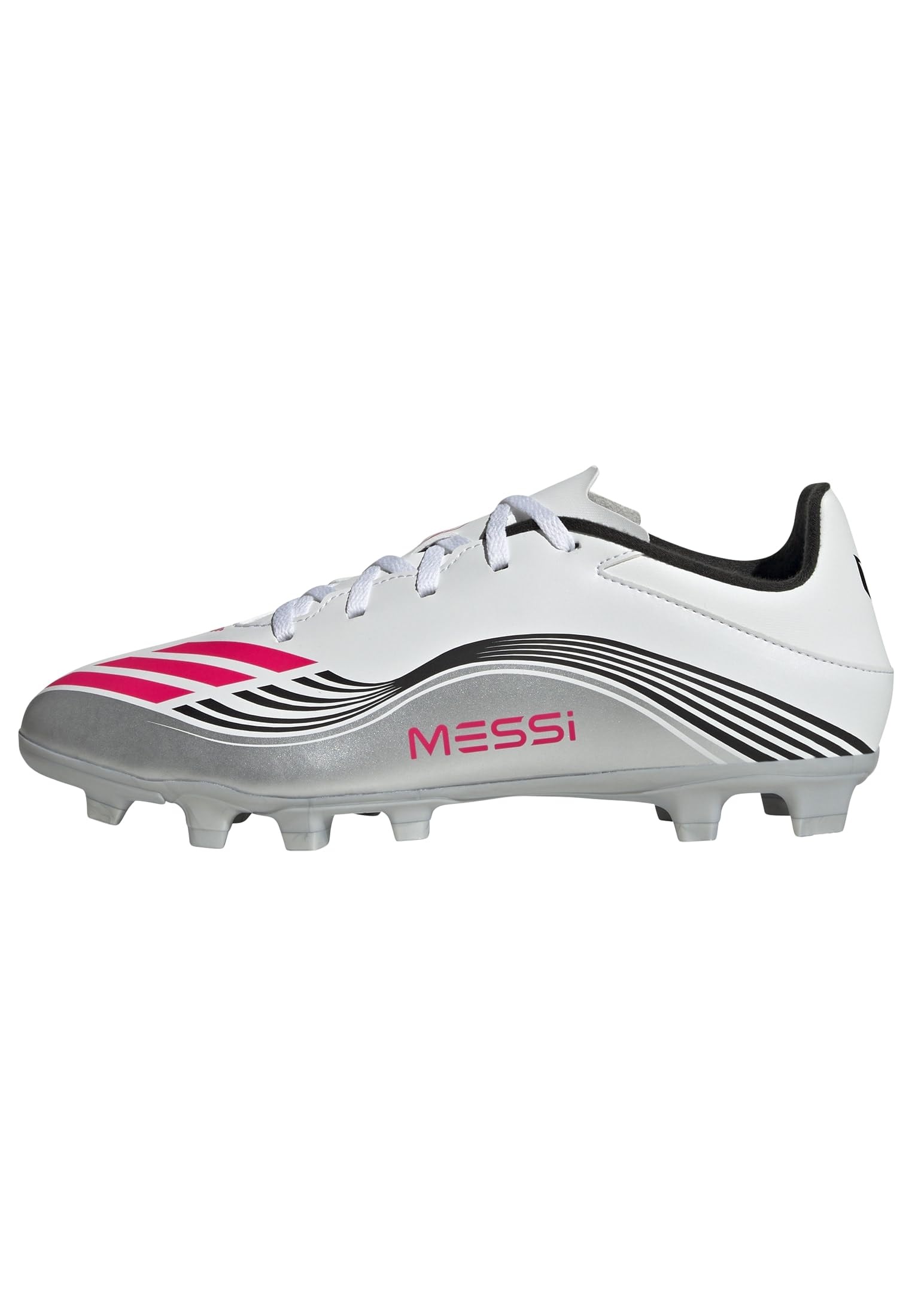 adidas Unisex F50 Messi Club Firm Ground/Multi Ground Football Boots, Cloud White/Lucid Red/Silver Metallic, 44 2/3 EU