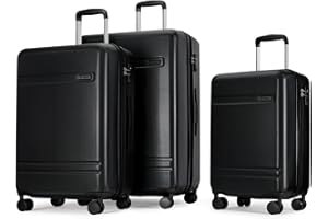 PRIMICIA GinzaTravel 3-Piece Luggage Sets Expandable Suitcases with 4 Wheels PC+ABS Durable Hardside Luggage sets TSA lock(Elegant Black, 3-Piece Set(20"/25"/29"))