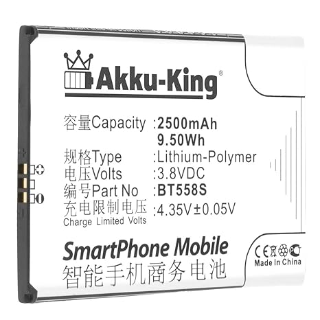 Akku-King Akku ersetzt Zopo BT558S - Li-Polymer 2500mAh - für Speed 7, S5580