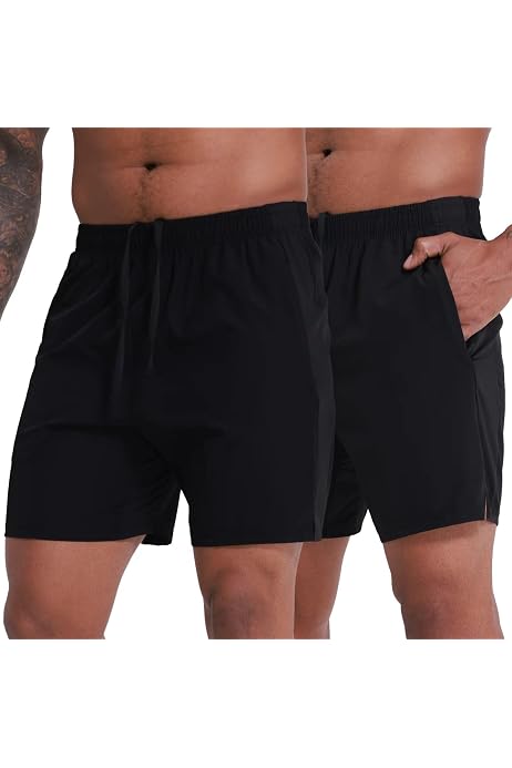 Muzboo Men's Quick-Dry Gym Shorts – Lightweight Sports Shorts With Zip Pockets, Big & Tall Sizes - View #5