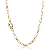 AILPIWE Gold Paperclip Chain Necklace for Women Dainty Gold PVD Plated Paperclip Link Chain Jewelry 16, 18 and 20 Inches