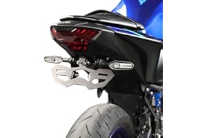 GZDLMOTO Motorcycle License Plate Holder Bracket, for Yamaha YZF-R25 2014-2025 / YZF-R3 MT-25 MT-03 2015-2025, Fender Eliminator with LED License Plate Lights and Turn Signal Mounting Holes (Black)