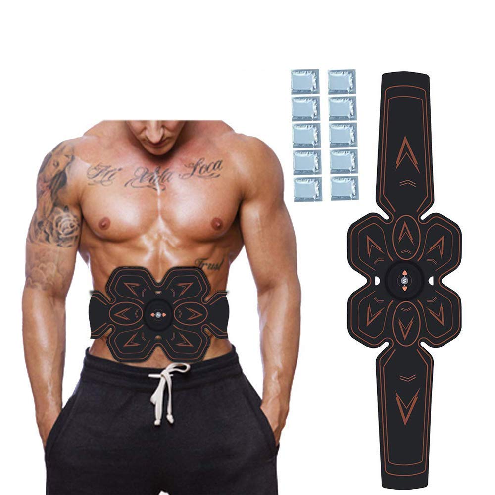 WONIU Muskelstimulation Elektrostimulation EMS Trainingsgerät Professionelle USB Aufladen Fettverbrennung Massage-gerät Elektrostimulatoren für Damen Herren (Schwarz)