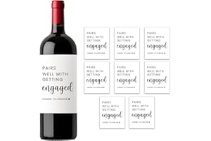 GEJOYSE (8 Pcs) Engagement Gifts for Couples Her, Engagement Wine Labels, Engagement Party Decorations Gifts for Engaged Couple Wine Bottle Stickers, Pairs Well with Getting Engaged Wine Labels