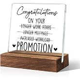 ERHACHAIJIA Congratulations On Your Promotion Acrylic Desk Sign for Leader | Wooden Stand, Funny Job Promotion Gifts for Employees, Congratulations Gifts For Coworker, New Job Farewell Present