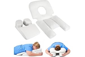 Face Down Pillow for Eye Surgery Recovery - Patented 3-Hole Design for High Breathability & Throat Relief, Comfortable Prone 