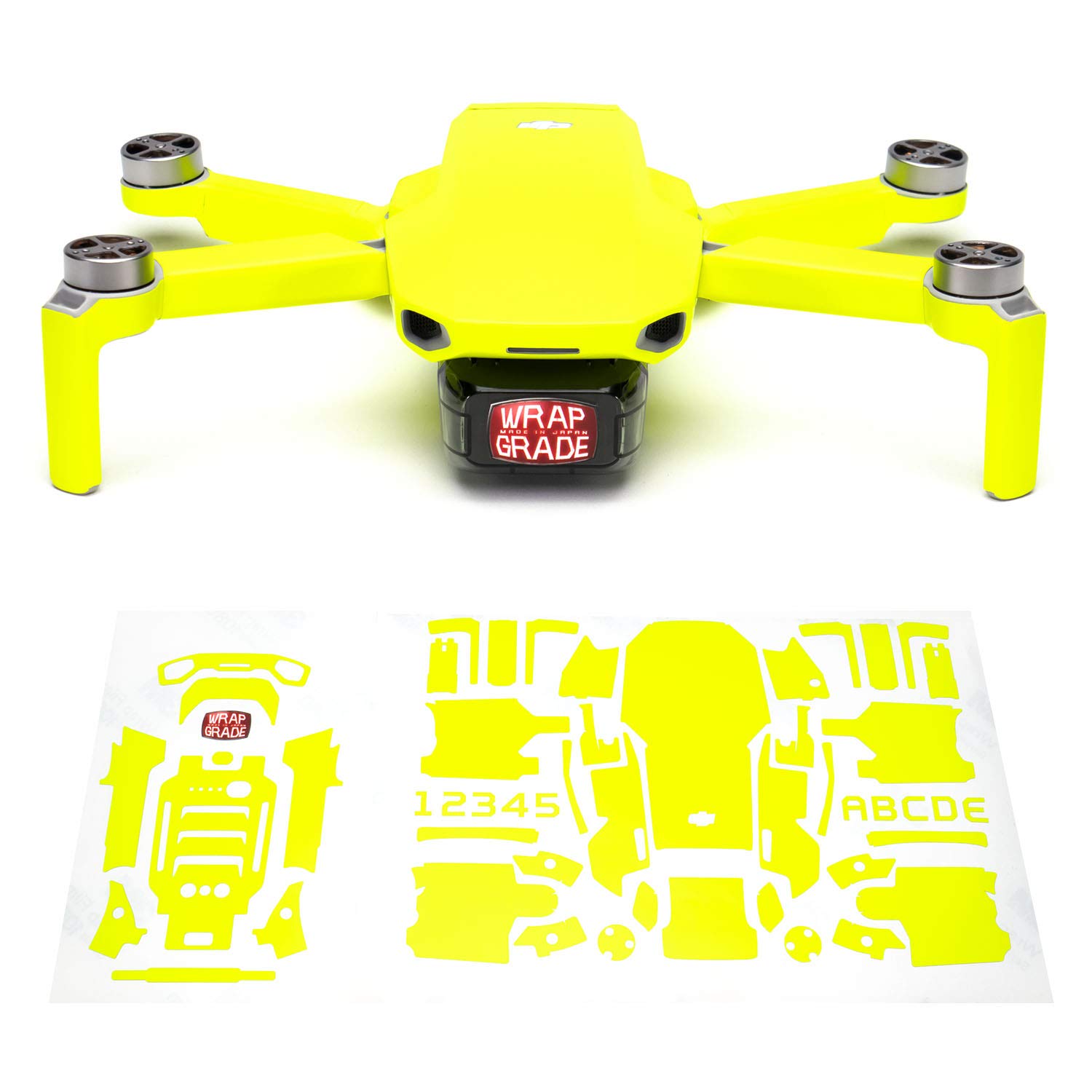 Wrapgrade Skin Sticker Set Compatible with DJI Mini 2 (NEON YELLOW)