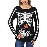 Halloween Women Maternity Pregnancy Pregnant Costume Loose Wrap Family Shirts Skull Skeleton Baby Girl L