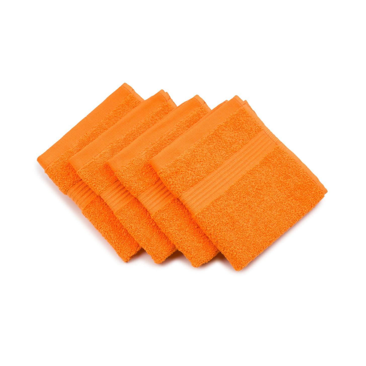 Gözze - New York Faceloths, Set of 4, Soft and Absorbent, 100% Cotton, 30 x 30 cm - Orange