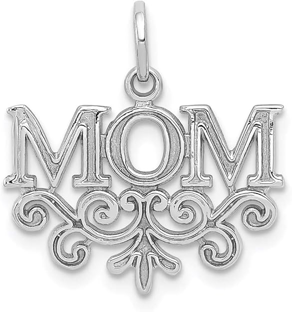 Amazon.com: 14k White Gold MOM Charm 20mm 17mm style WCH32: Jewelry