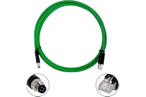 RFcoms M8 to RJ45 Ethernet Cable, 2m/6.5ft M8 4P Male to Prfinet Cat5, 4 pin D-Coded Connector Cable, Industrial Ethernet Cab