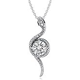 LONAGO Snake Necklace Birthstone Snake Pendant Necklace for Women
