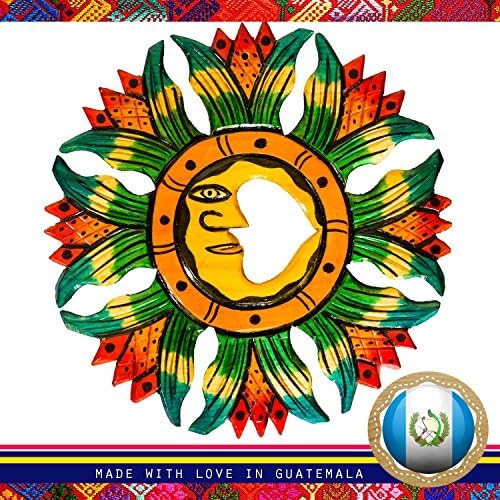 Sun And Moon (Pack Of Two) Wooden Wall Art Decor from Guatemala. Hand Carved &amp; Made With 100% Real Wood. Perfect For Living Room &amp; Bedroom Wall Hangings and Home Art Decorations!