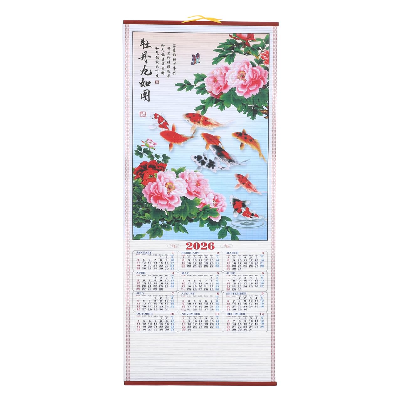 MAGICLULU 2025 Year of The Snake Calendar, Chinese Wall Scroll Calendar Zodiac Snake Wall Chinese Auspicious Hanging Monthly Lunar Fengshui for Good Luck
