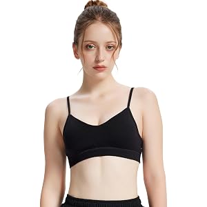 Fussybussy Women’s Merino Wool Bralette Pullover Bra Wireless Triangle Spaghetti Strap with Removable Pads Comfort Sports Bra