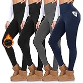 FULLSOFT 4 Pack Leggings with Pockets for Women,Soft High Waisted Tummy Control Workout Yoga Pants