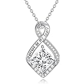 ROMANTICWORK Infinity Necklace for Women 925 Sterling Silver Forever in My Heart Pendant Jewelry Gifts for Mother Sister Wife Girlfriend