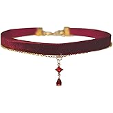 MOMOCAT Black Velvet Red Pendant Choker Necklace for Women Gothic Lace Chokers Necklace Witch Bride Vampire Accessories Aesthetic kawaii Jewelry for Women Teen Girls
