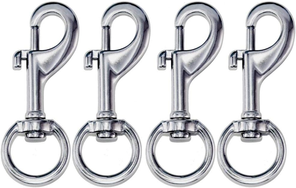 AOWISH 4Pack 316 Stainless Steel Flag Pole Swivel Round Eye Bolt Snap Hook (3 Inch