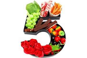 WENPACK 12inch Cardboard Number Fillable Cutouts Paper Mache for Charcuterie Sweet Food Birthday Treat (Black, 5)