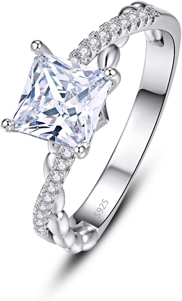925 Sterling Silver Crossover Ring Round Cut Simulated White Topaz Wedding Ring Bridal Promise Wedding Ring for Women Size 9