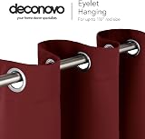 Deconovo Solid Blackout Curtain Eyelet 1 Panel Red 140x240cm Thermal Insulated view 6