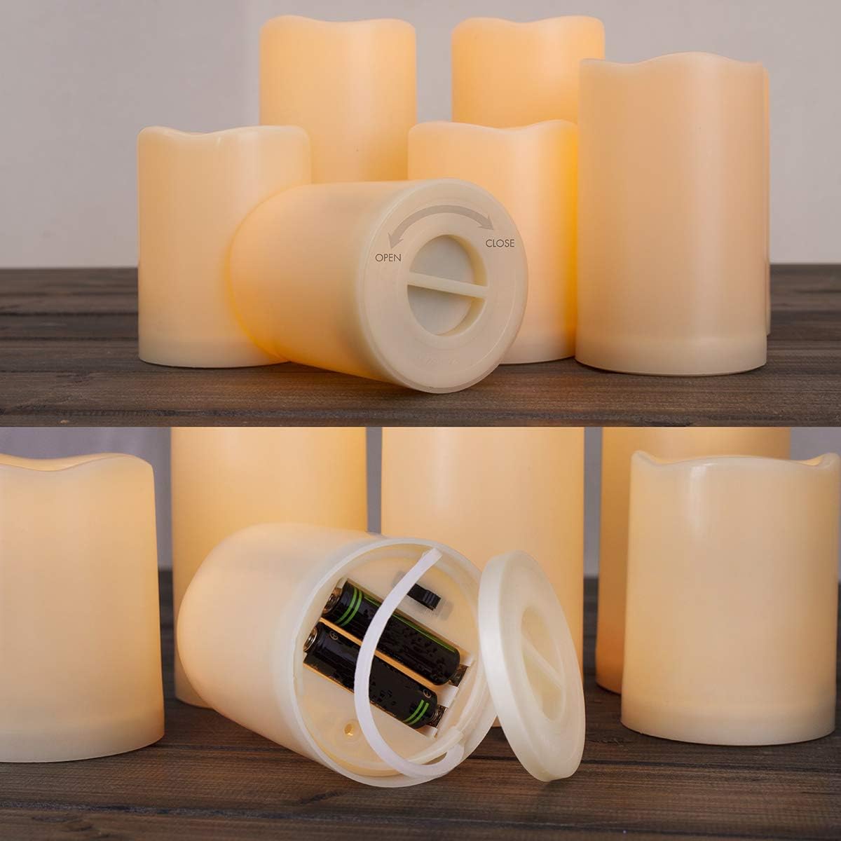 Flameless Candles, Led Candles ,Battery Operated Candles Electric Set of 7(H 4"4"4"5"5"6"6" x D 3") Ivory Resin Candles with Remote Timer Waterproof Outdoor Indoor Candles(Made of Plastic): Home & Kitchen