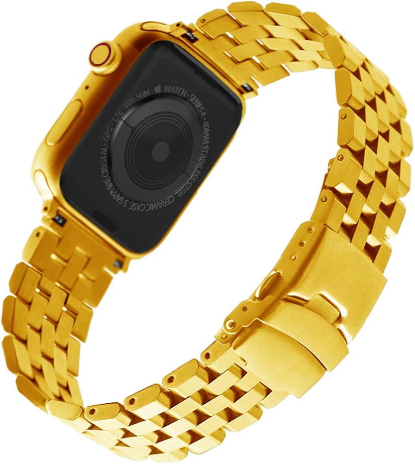 Kai Tian Metal Watch Strap Compatible for Apple Watch 44mm 45mm 49mm Watch Bands for iWatch Series 10 9 8 7 6 5 4 3 2 1 SE Ultra Men Women Gold - Image 3