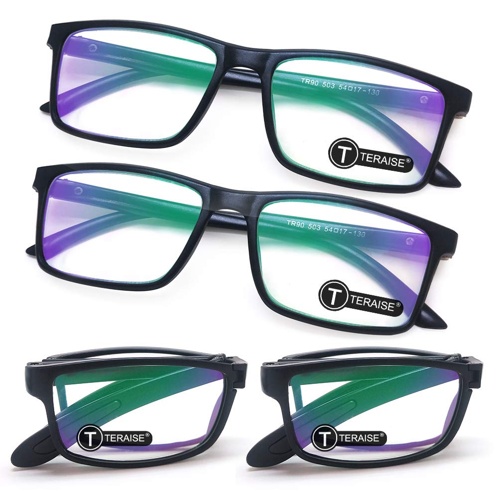 TERAISE 4-Pack Blue Light Blocking Reading Glasses Folden Mini Readers Glasses for Men and Women Lightweight Computer Reader Glasses Frame with Glasses Case (3.5X)