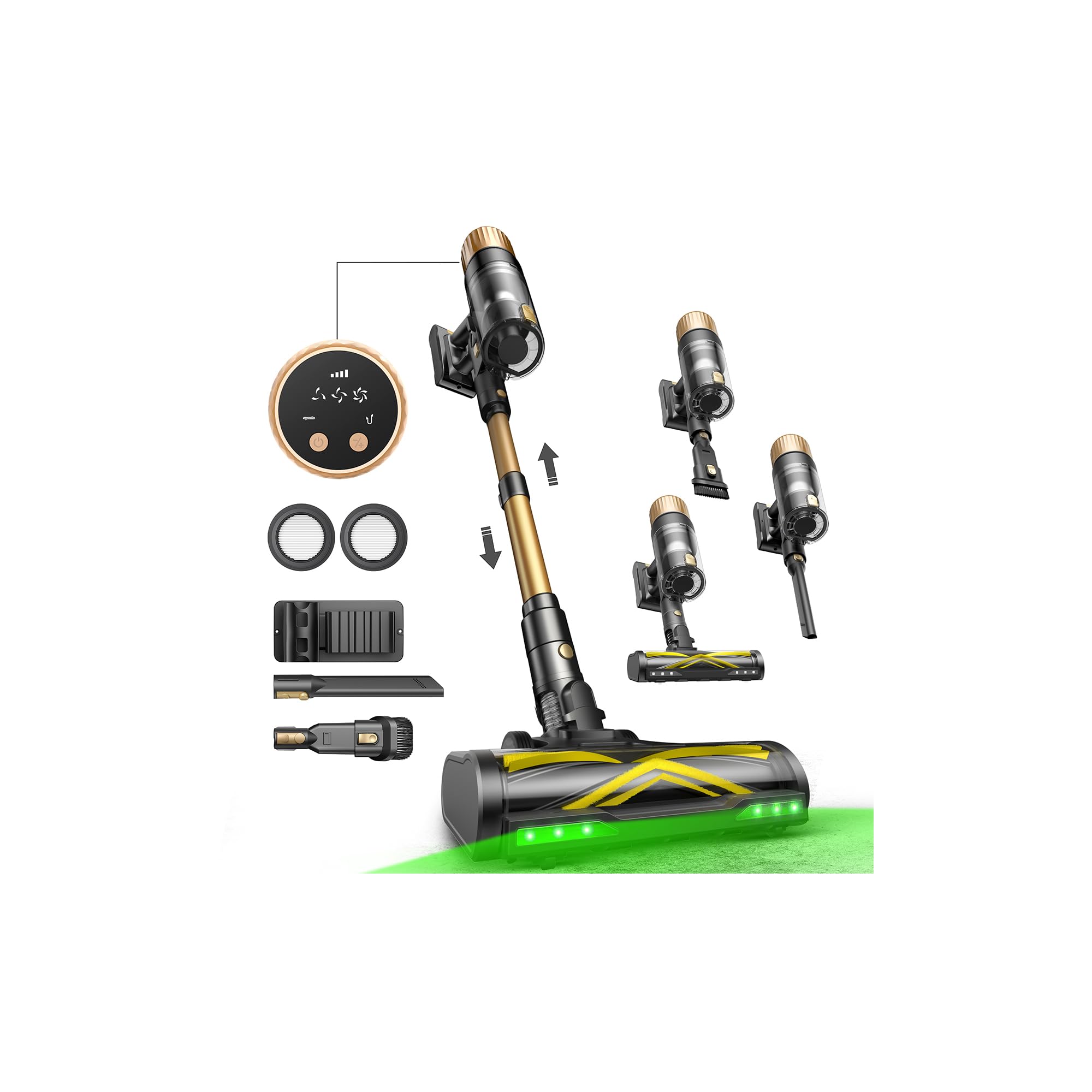 Ultenic Cordless Vacuum Cleaner, 600W 60KPA 65Mins Vacuum Cleaners for Home, Stick Vacuum Cordless with Touch Screen, Self-Standing, 180° Lay-Flat, Anti-Tangle Brush for All Floors/Pet Hair/Carpets