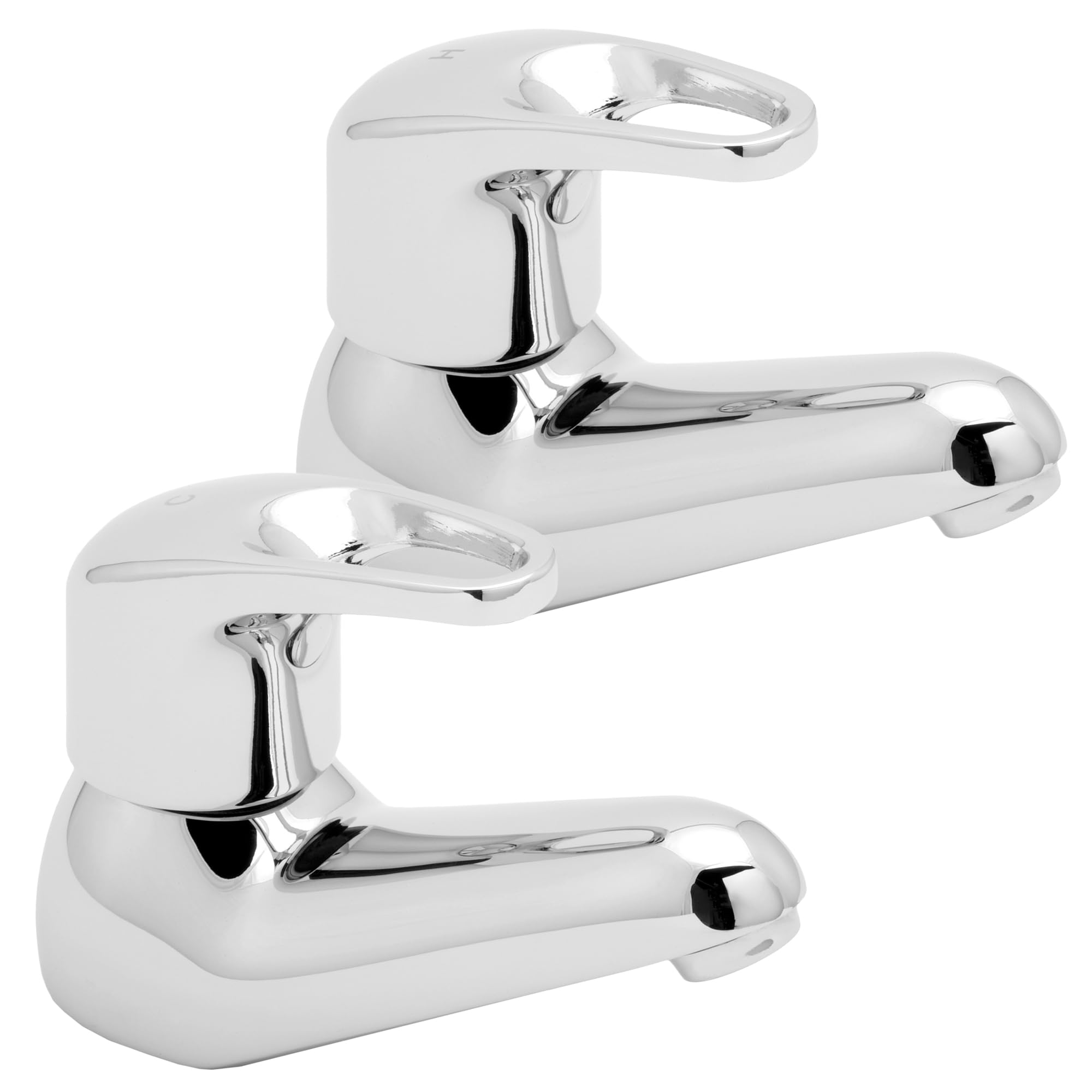 Deva LACE101 Bathroom Basin Taps in Chrome | Large Dual Lever Handle | Modern Easy USE Hot & Cold Tap | Water Sink Deck Mounted Faucet Pair | 12 Year Warranty
