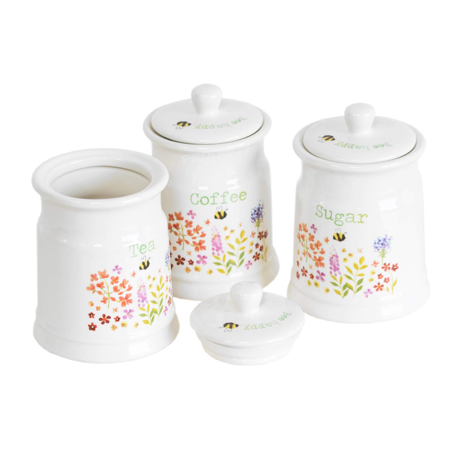 bee tea coffee sugar canisters