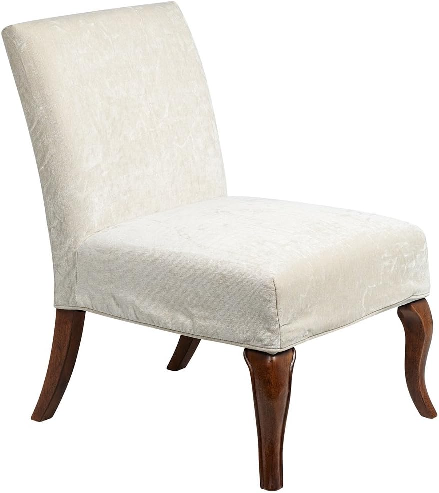 Bailey Street 6091938 Buck - Slipper Chair Cover, Natural Wood Finish with Cream Fabric Shade