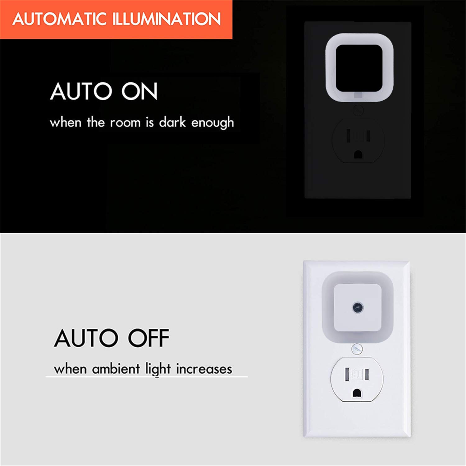 Uigos LED Night Light Lamp with Smart Sensor Dusk to Dawn Sensor, Daylight White, 0.5W Plug-in, 6-Pack: Baby