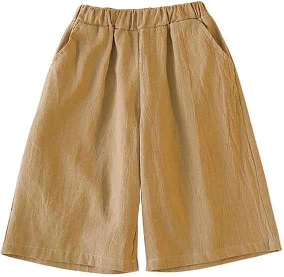 Amazon Amiggoo ガールズ スカーチョ リネン スカート風 コットン 秋冬 ガウチョパンツ ボーイズ 九分丈 半端丈パンツ 女の子 無地 ポケット付き ルームウエア マキシ丈 ロング丈 ナチュラル スカンツ ワイドパンツ パンツ 通販