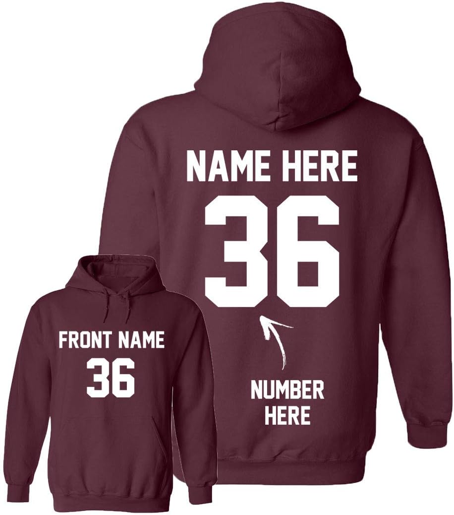 Custom Hoodies - Add Your Name & Number - 2 Side Personalized Sweaters