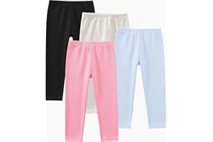 JARMAKO Toddler Girls' Soft Cotton Pants, 4-Pack Leggings, 2-6 Years