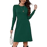 Jayscreate Women's 2024 Sweater Dress Long Sleeve Fall Winter High Waist Tunic Business Casual Mini Pleated Dress