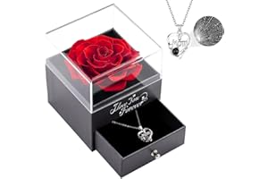 Vanleonet Preserved Real Rose with Heart I Love You Mom Necklace, from Daughter or Son, Birthday Gifts for Mom