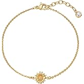 LOLAR RAY Months Flowers Gold Bracelets for Women - 14K Gold Plated Dainty Bracelets for Women - Handmade Exquisite Chain 12 Month birth flower bracelet，Trendy Jewelry Everyday Gifts for Mom/Wife/Bride/Her