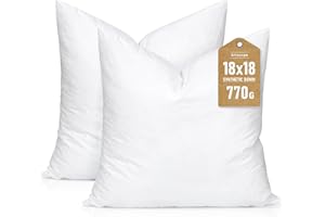 Artscope Synthetic Down Pillow Insert, 18x18 Down Alternative Throw Pillow Insert. Ultra Soft Fluffy Sleeping Pillow with 100% Cotton Cover, Decorative Pillows Set of 2-White.