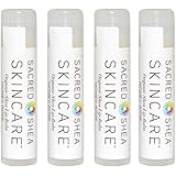Sacred Shea Skincare Organic Honey Rose Natural Moisturizing Lip Balm, Natural Lip Repair, Healing Organic Shea Butter 4 Pack