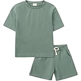 BACKID Toddler Boy Summer Outfits 3T 4T 5T Boys Clothes Kids Solid Shorts Set Cotton 2 Piece Clothing Sets