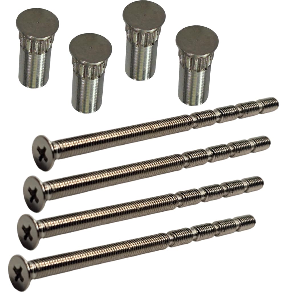 M5 x 90mm Chrome Door Handle Pozi Screws with Security Bolt Carriage Sleeve Male to Female Connecting Screws for Door Handle, Knobs Es-cutcheons and Others (Pack of 4)