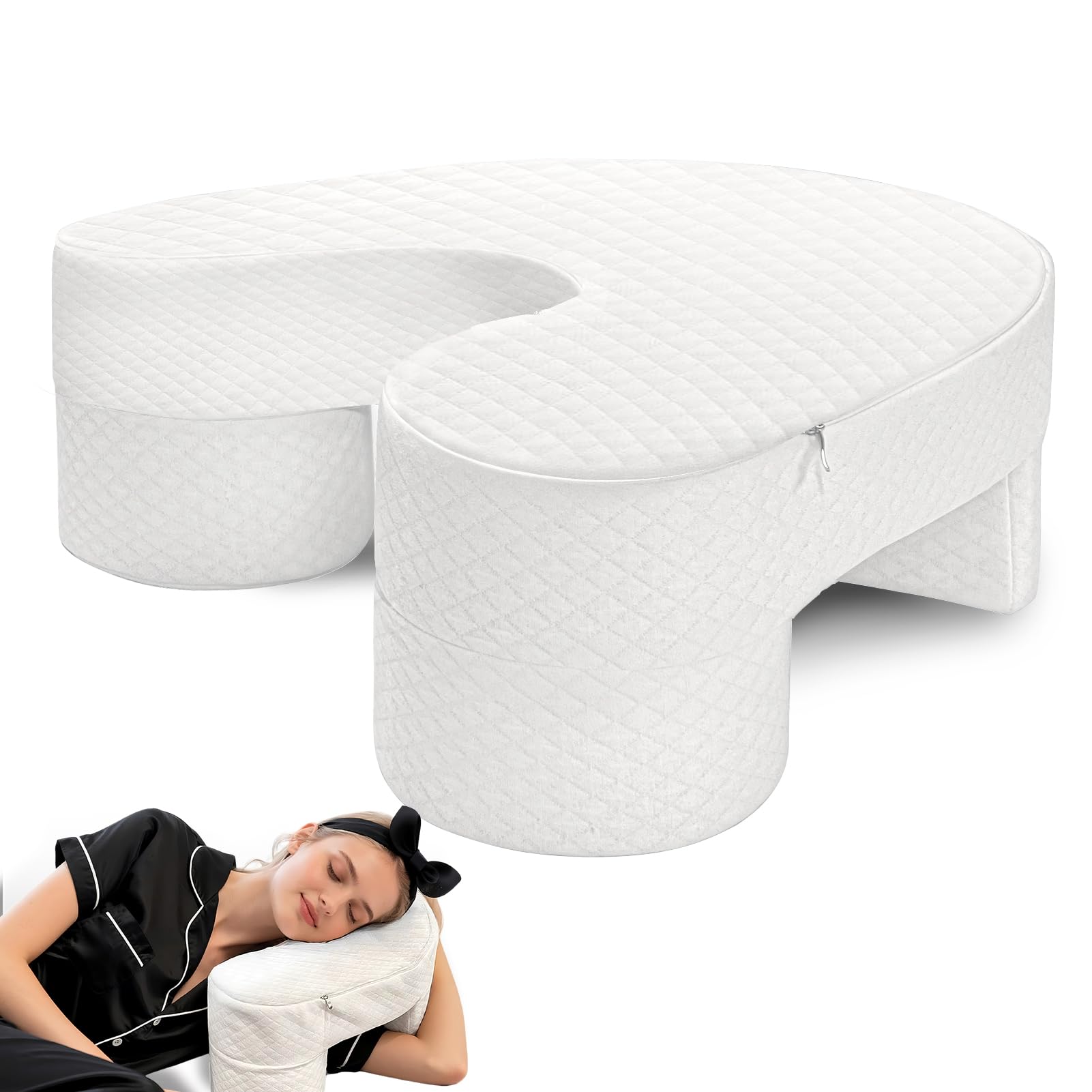 Photo 1 of (used)(see images) JZHLLA 5.5 Inch Pillow for Side Sleepers with Shoulder Pain Arm Channel Design, 40D Memory Foam for Support, Ergonomic Contour