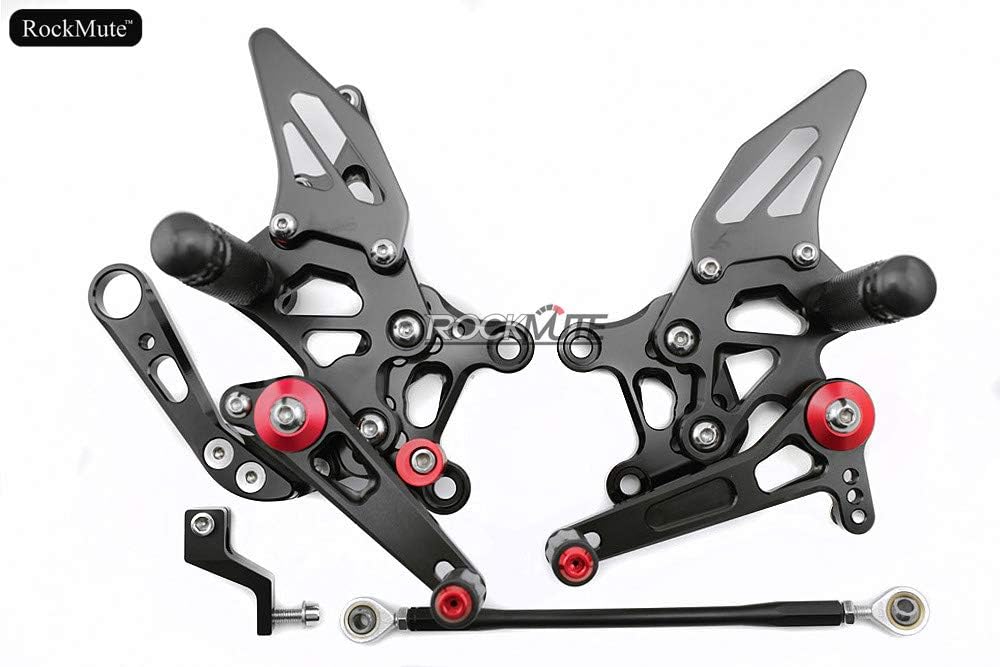 Rockmute CNC Ajustable Rear Set Brake Shift GP Racing Footpeg Compatible with Aprilia RSV4/R/FACTORY 2009 2010 2011 2012 Black