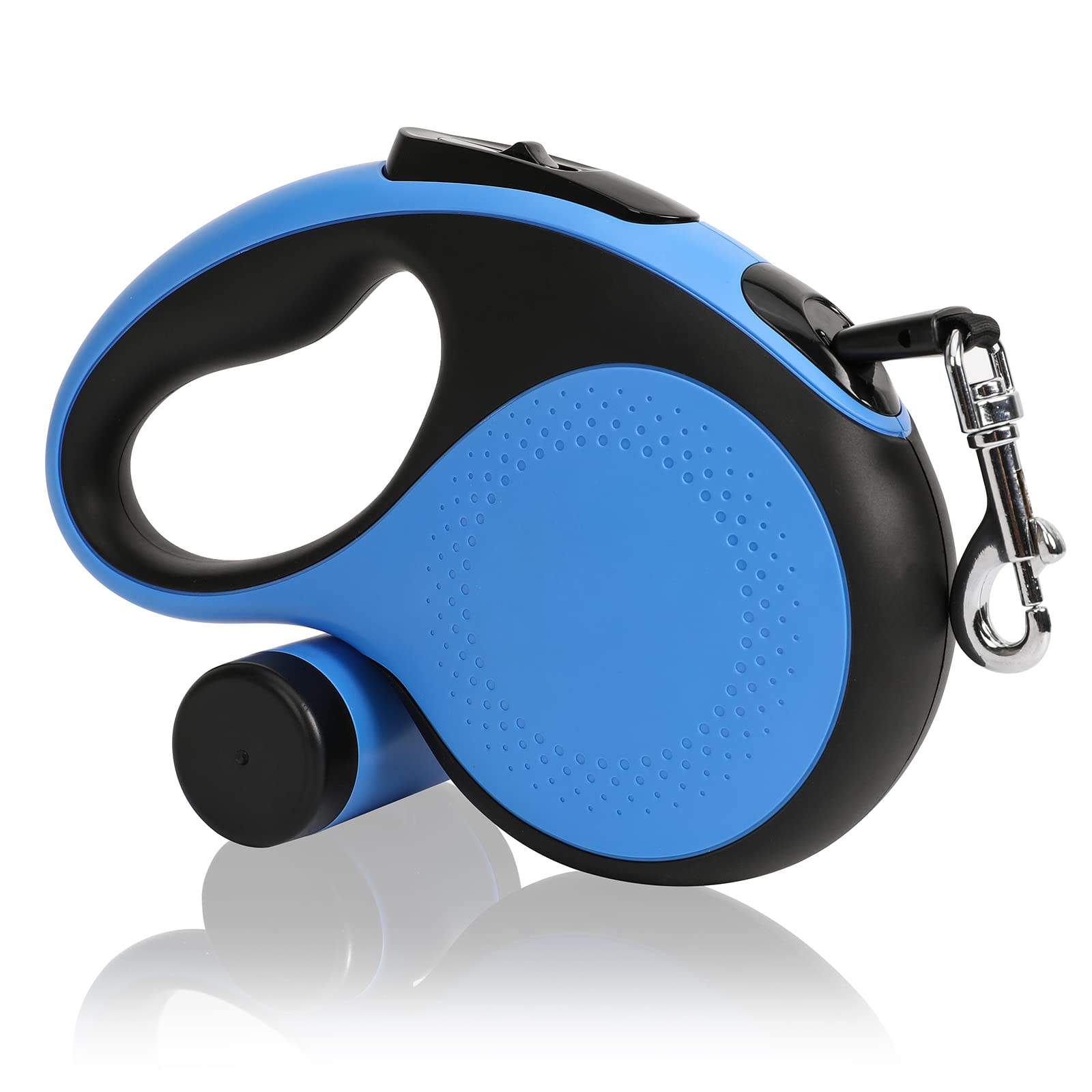 SUPPNEED Retractable Dog Leash Poop Bag Holderfor Small Medium Dogs, Heavy Duty Reflective Nylon Tape, 360°Tangle Free Up to 66 lbs Dogs, One Handed Brake, Pause, Lock 16FT Blue Medium