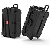 Regetek Waterproof Hard Case, 33 x 21 x 14 Inch, Equipment Case with Wheels/Customizable Foam/Retractable Handle for electronic, tool,cameras, Shockproof,Rolling Hard Case Inner 27.24"x15.6"x11.29"