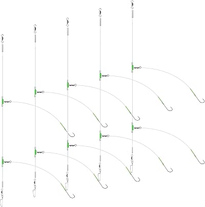Luroad 5pcs Sea Fishing Rigs Flapper Rigs 2/0 80cm Gap Beach Casting