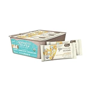 GoMacro MacroBar Organic Vegan Protein Bars - Coconut, Almond Butter, Chocolate Chips, (2.3 Ounce, 12 Count)